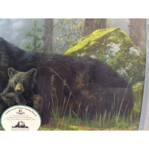 Rivers Edge Bear and Cubs Cutting Board Cabin Woods Antibacterial 9 x 14-in NEW - Picture 4 of 6